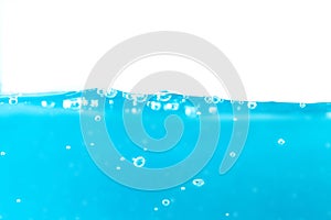 Water surface side view with bubbles and waves in the isolated background.
