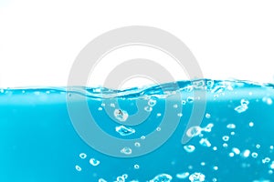 Water surface side view with bubbles and waves in the isolated background.