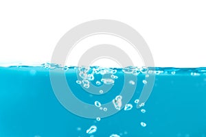 Water surface side view with bubbles and waves in the isolated background.
