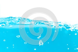 Water surface side view with bubbles and waves in the isolated background.