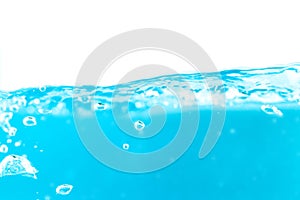 Water surface side view with bubbles and waves in the isolated background.