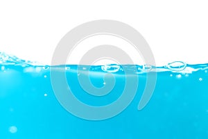 Water surface side view with bubbles and waves in the isolated background.