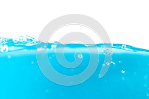 Water surface side view with bubbles and waves in the isolated background.