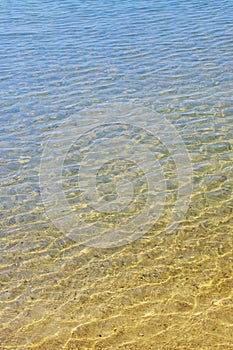 Water surface with small waves and reflections