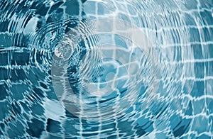 Water surface texture sunlight reflection blue wave background,Swimming pool bottom caustics ripple and flow with waves
