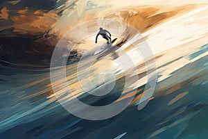 Water surfer on the wave. Illustration AI Generative