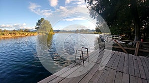 Water surrounded by trees in the Media Luna lagoon in RÃÂ­o Verde in the state of San Luis PotosÃÂ­ Mexic photo