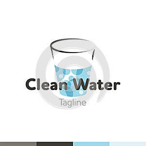 Water symbol logo design template icon. Logotype of a glass with