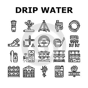 water system irrigation sprinker icons set vector