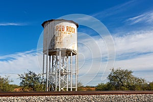 Water Tank next to railroad tracks at Red Rock