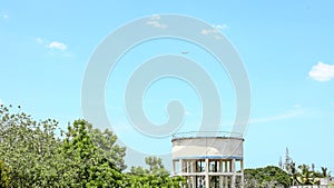 Water tank , water supply tank for agriculture with blue sky background