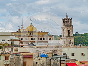 Water tanks on the roof of an old building in the center of Havana, Cuba