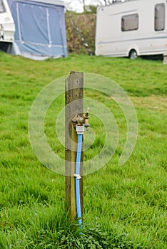Water tap on a campsite in UK.