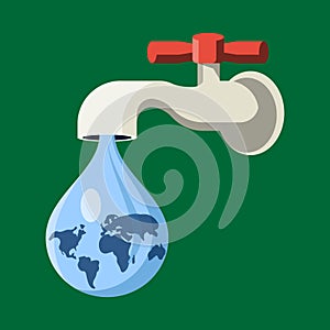 Water Tap with Earth Globe Drop