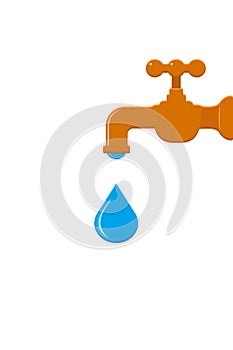 Water tap with falling drop icon symbol