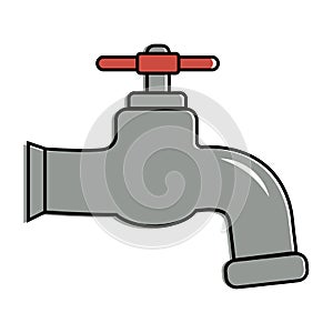 Water tap with falling drop. Isolated on white background. Classical old valve.