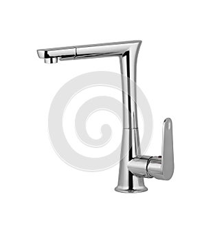 Water tap, faucet for the bathroom, kitchen mixer cold hot water. Chrome-plated metal . Isolated on a white background. Wall-mount