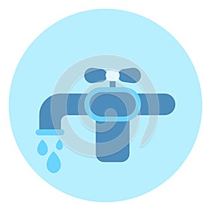 Water Tap Icon Faucet On Blue Background