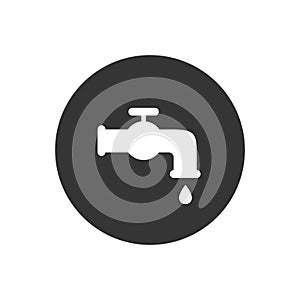 Water tap icon on grey. Faucet icon