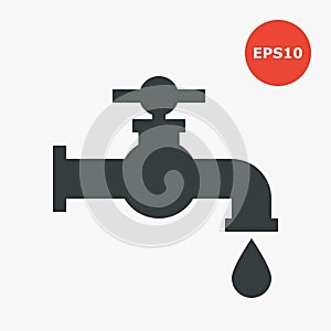 Water tap icon. Vector illustration in flat style.