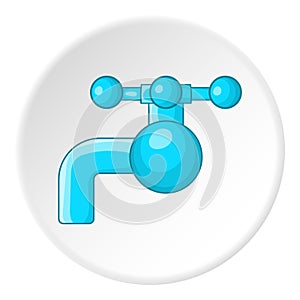 Water tap with knob icon, cartoon style