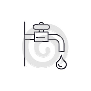 Water tap line icon concept. Water tap vector linear illustration, symbol, sign