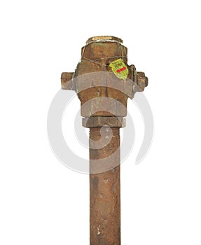 Water tap is muffled and sealed isolated on a white background