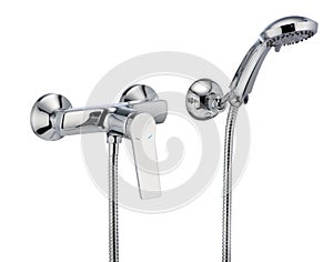 Water tap, single handle bath faucet. Isolated, white background