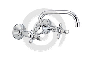 Water tap, Two handles bath faucet. Isolated, white background