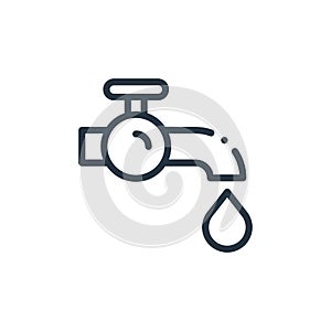 water tap vector icon isolated on white background. Outline, thin line water tap icon for website design and mobile, app