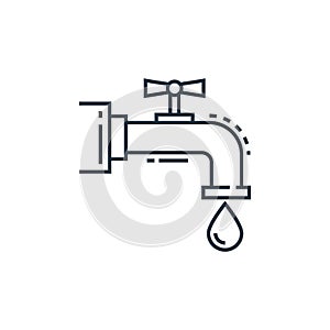 Water tap vector icon isolated on white background. Outline, thin line water tap icon for website design and mobile, app