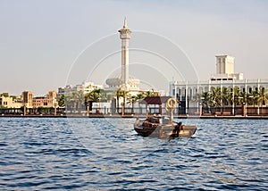 A water taxi crossing the canal in Dubai old town