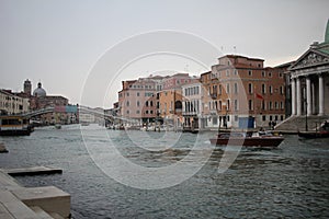 Water taxi Sailing travel, Grand Canal Venice, Italy surrounding by Ancient attractive building church, Commercial advertisement