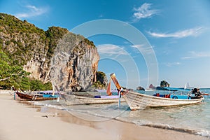 Water Taxi Tourism Long Tail Boat Beach Concept