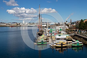 Water taxis at the dock in Victoria, British Columbia