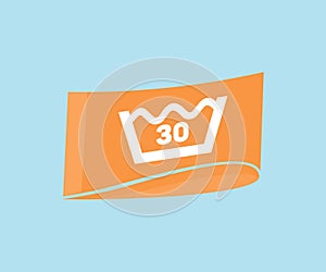 Water temperature 30C. Laundry washing, Laundry concept vector design and illustration.