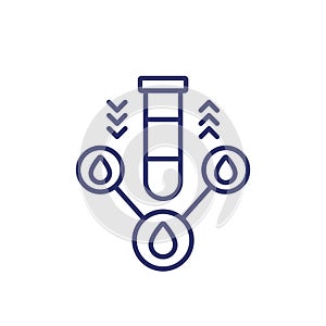 water testing line icon with a test tube