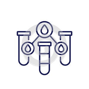 water testing line icon with test tubes