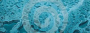 Water texture abstract background, aqua drops on turquoise glass as science macro element, rainy weather and nature surface art