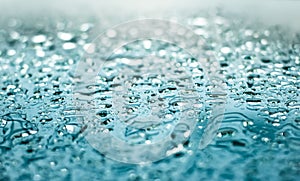 Water texture abstract background, aqua drops on turquoise glass as science macro element, rainy weather and nature surface art