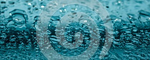 Water texture abstract background, aqua drops on turquoise glass as science macro element, rainy weather and nature surface art