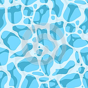 Water Texture seamless Pattern. Vector illustration of sea. Hand drawn bottom with ripple. Marine blue background