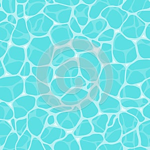 Water texture. Swimming pool water ripples, sea surface reflections and caustic pattern seamless vector background