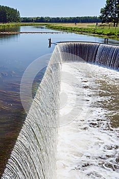 Water threshold on a river in Champagne