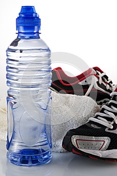 Water towel and running shoes