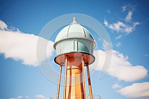 water tower against clear blue sky at noon