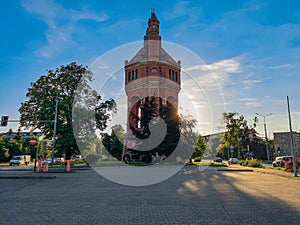 Water Tower at cloudy sunset