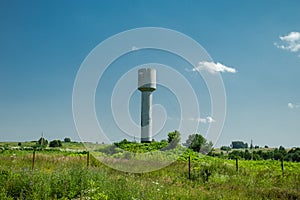 Water Tower In Countryside In Russia In Summer
