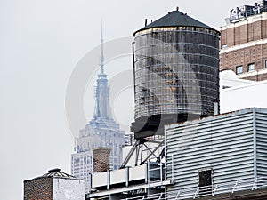 Water Tower With Empire State Building