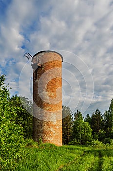 Water tower in the forest
